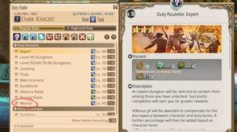 FFXIV Mentor requirements and Mentor Roulette checklist.